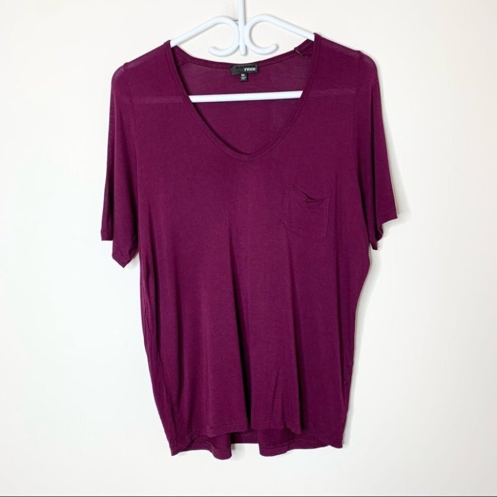 Aritzia WF Women’s T-Shirt Oversized V-neck Short Sleeve Purple casual basic